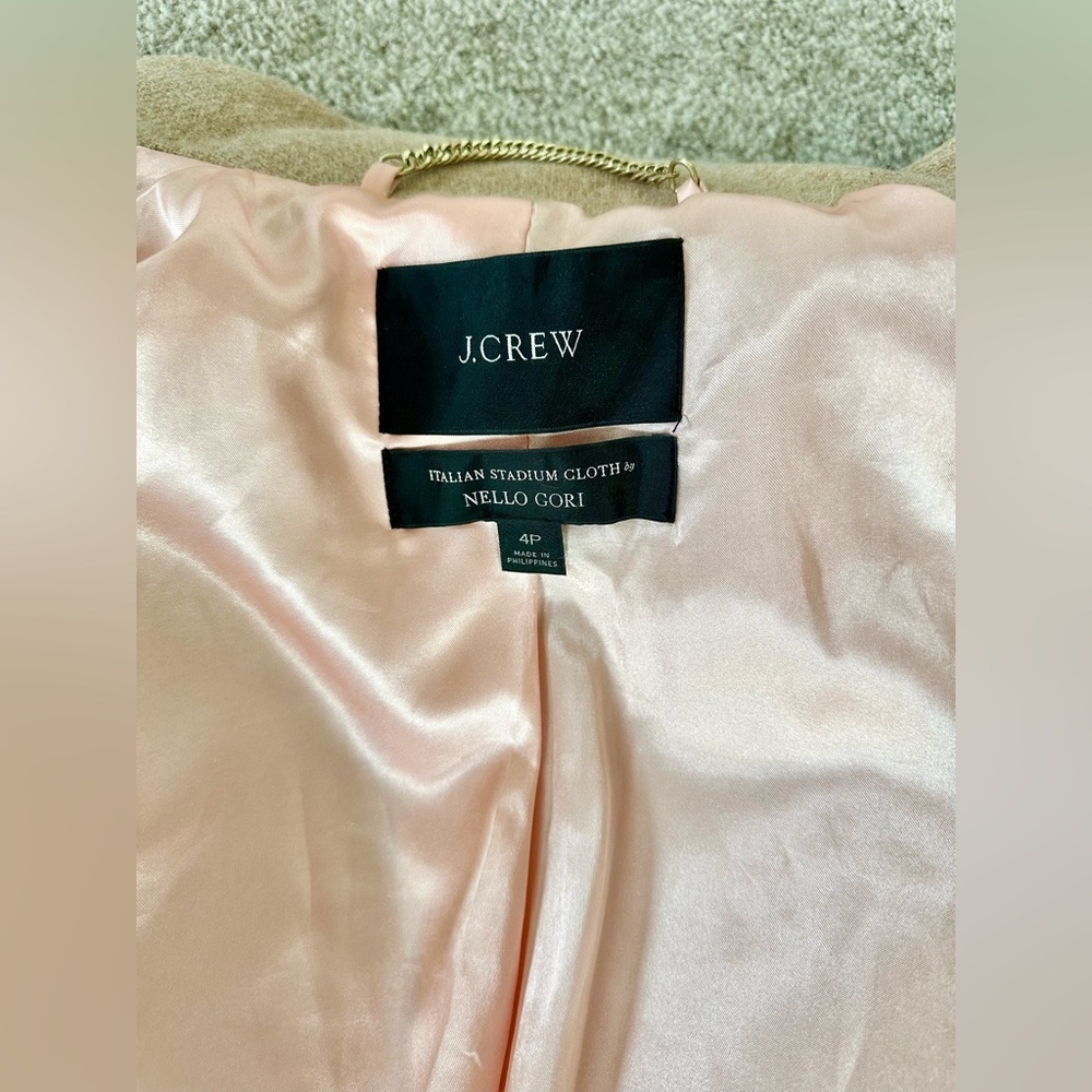 J. Crew Nello Gori Thick Wool Italian Stadium Cloth Tan Longline Cocoon Coat 4P - Picture 10 of 10